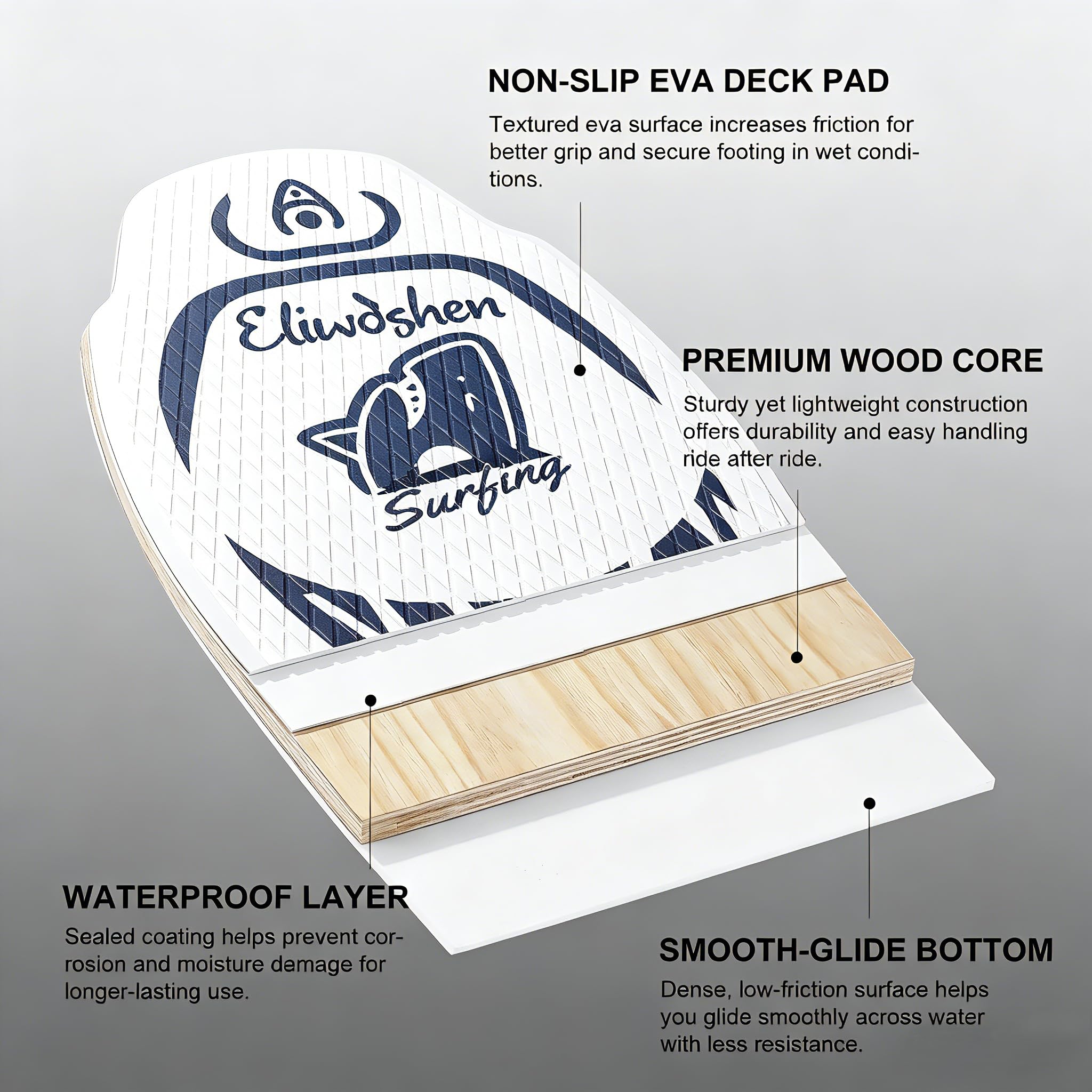 Skimboard - Tabla de madera de 35 pulgadas para niños y adultos, con capa de alto brillo para skimboards de playa, para principiantes a intermedios