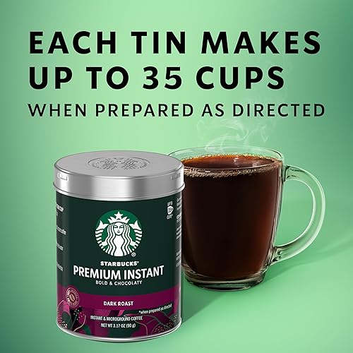 Miniatura 7 de Starbucks Café instantáneo de alta calidad tostado oscuro 100 arábica 3 latas hasta 120 tazas en total