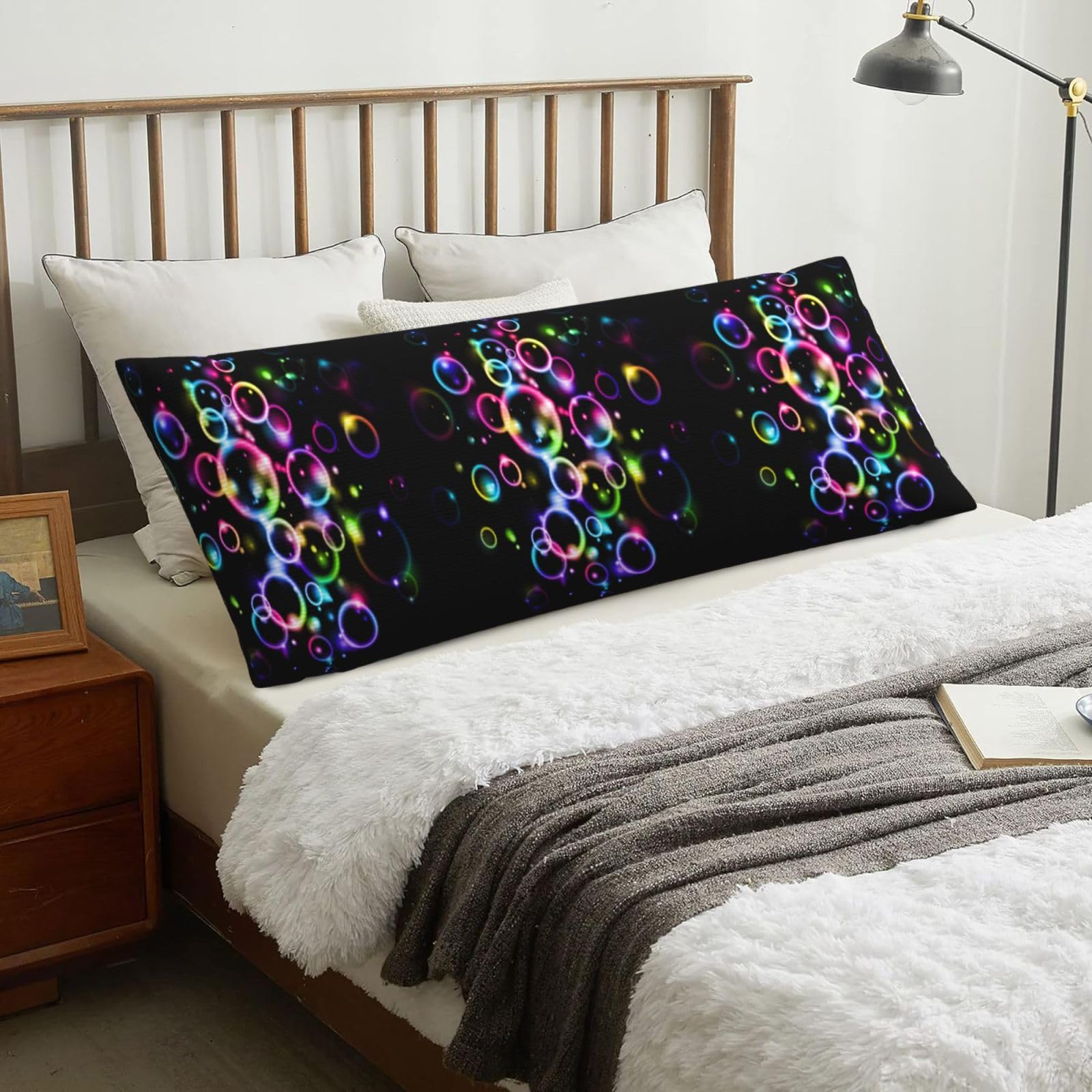 Rainbow Bubbles, Body Pillow Cover with Zipper,Long Body Pillowcase 20 x 60 in