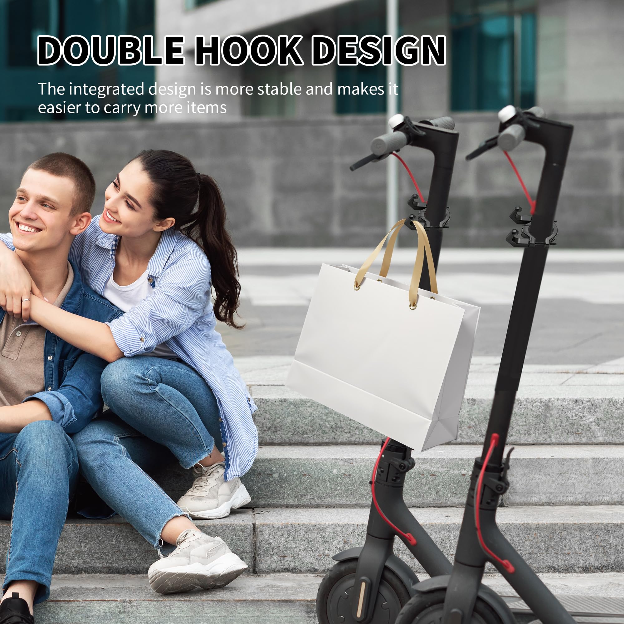 YiliYa Gancho para Patinete Eléctrico Doble Gancho Frontal E Scooter Negro Paquete de 2