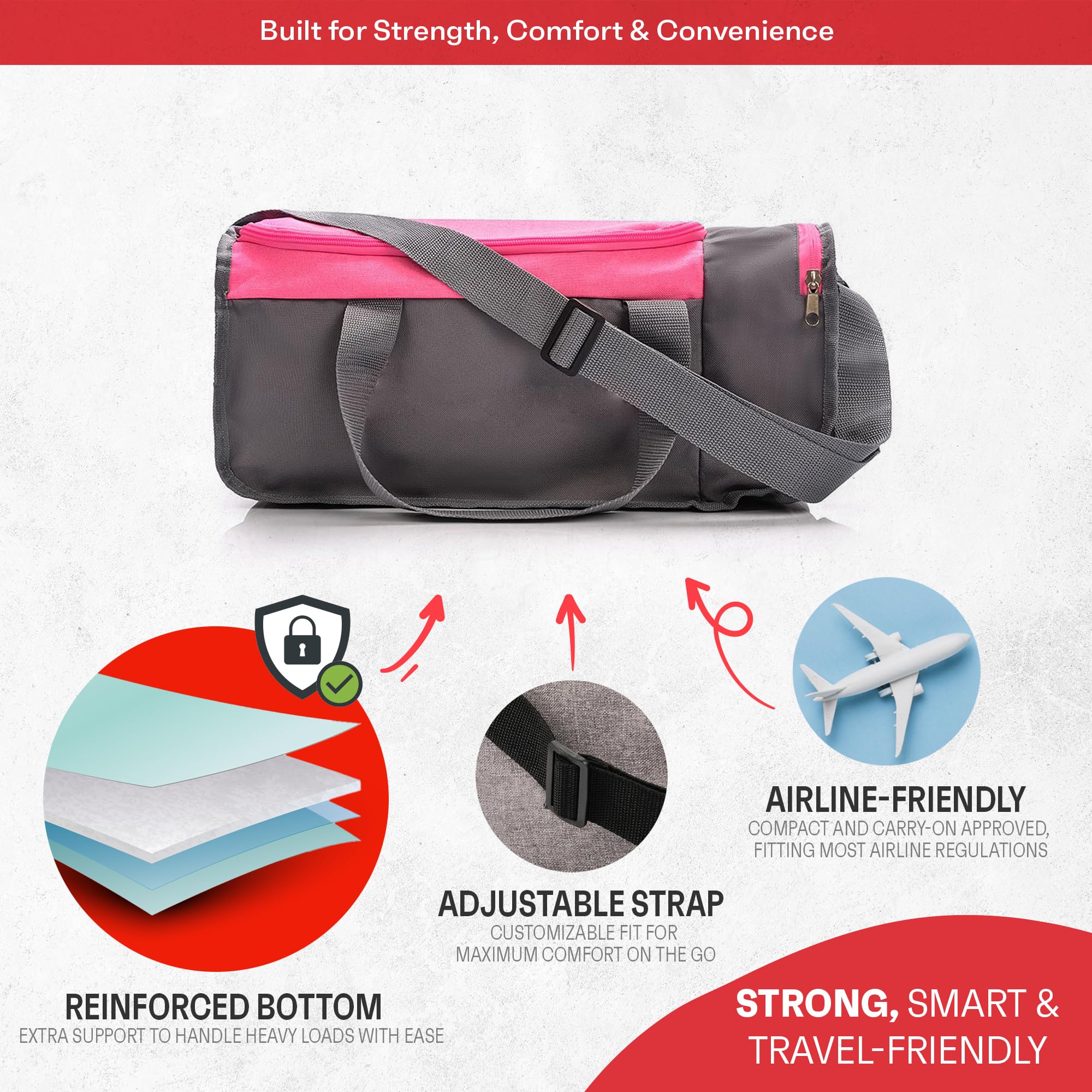 Meteor Borsa Palestra 20 L / 40 L – Borsone Sportivo Uomo Donna, Leggera e Resistente, con Tasca Laterale per Accessori, Ideale per Viaggi e Allenamento