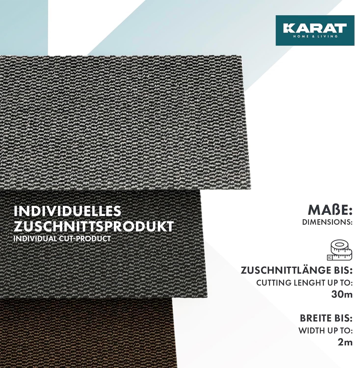 KARAT Tapis Anti-salissures Melange - Tapis de Porte pour l'intérieur et l'extérieur - Facile d'entretien - Antidérapant (Noir-Blanc, 200 x 150 cm)