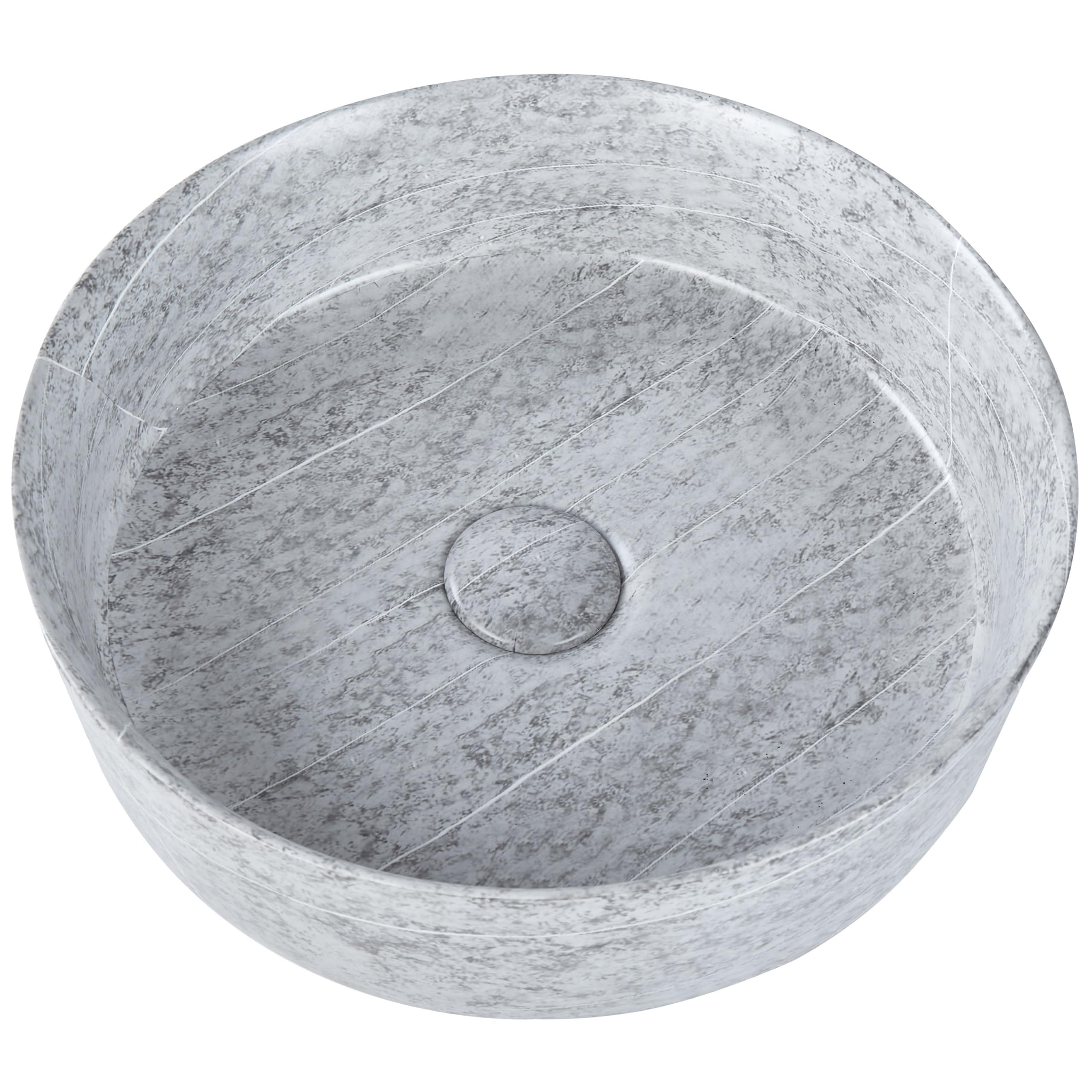 Lavabo sobre encimera de cerámica baño redondo ⌀ 37 cm gris mate efecto granito Gudar