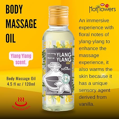 Miniatura 3 de HOT Flowers - Aceite de masaje sensual corporal para hidratar y nutrir la piel, mujeres y parejas (Ylang-Ylang)