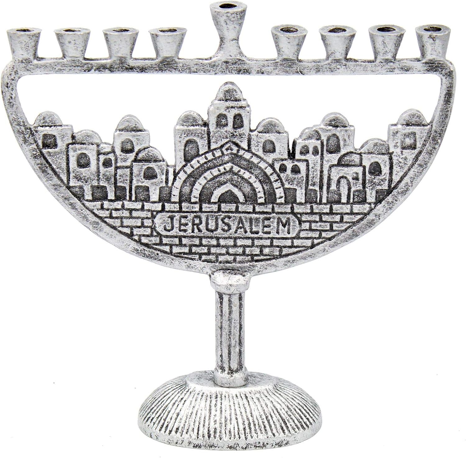 The Dreidel Company Menorah Jerusalem Old City & Star (Old City Antique Gold Finish) : Home & Kitchen