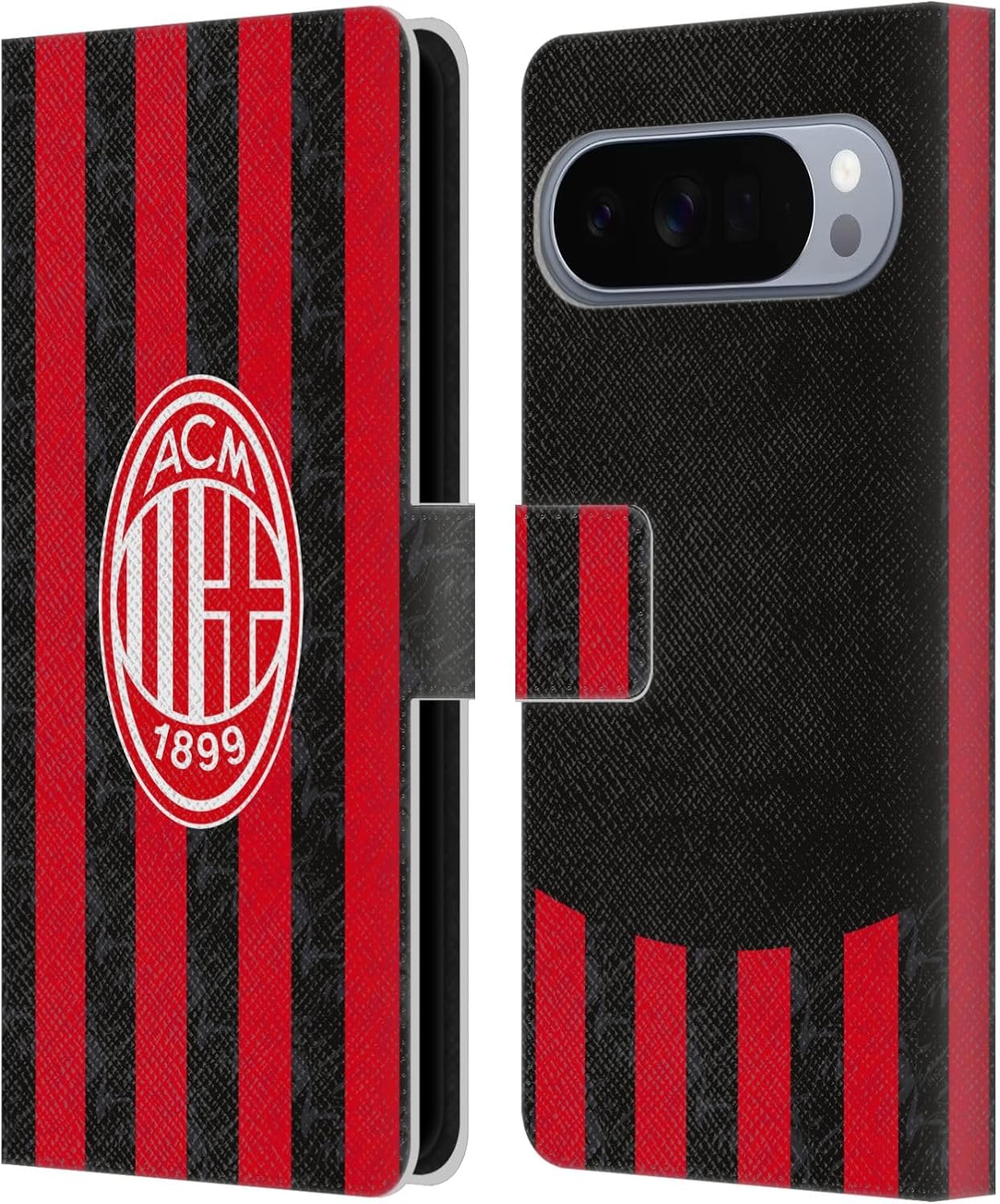 Head Case Designs Officially Licensed AC Milan Away 2025/26 Crest Kit Leather Wallet Case Compatible with Google Pixel 9 Pro XL
