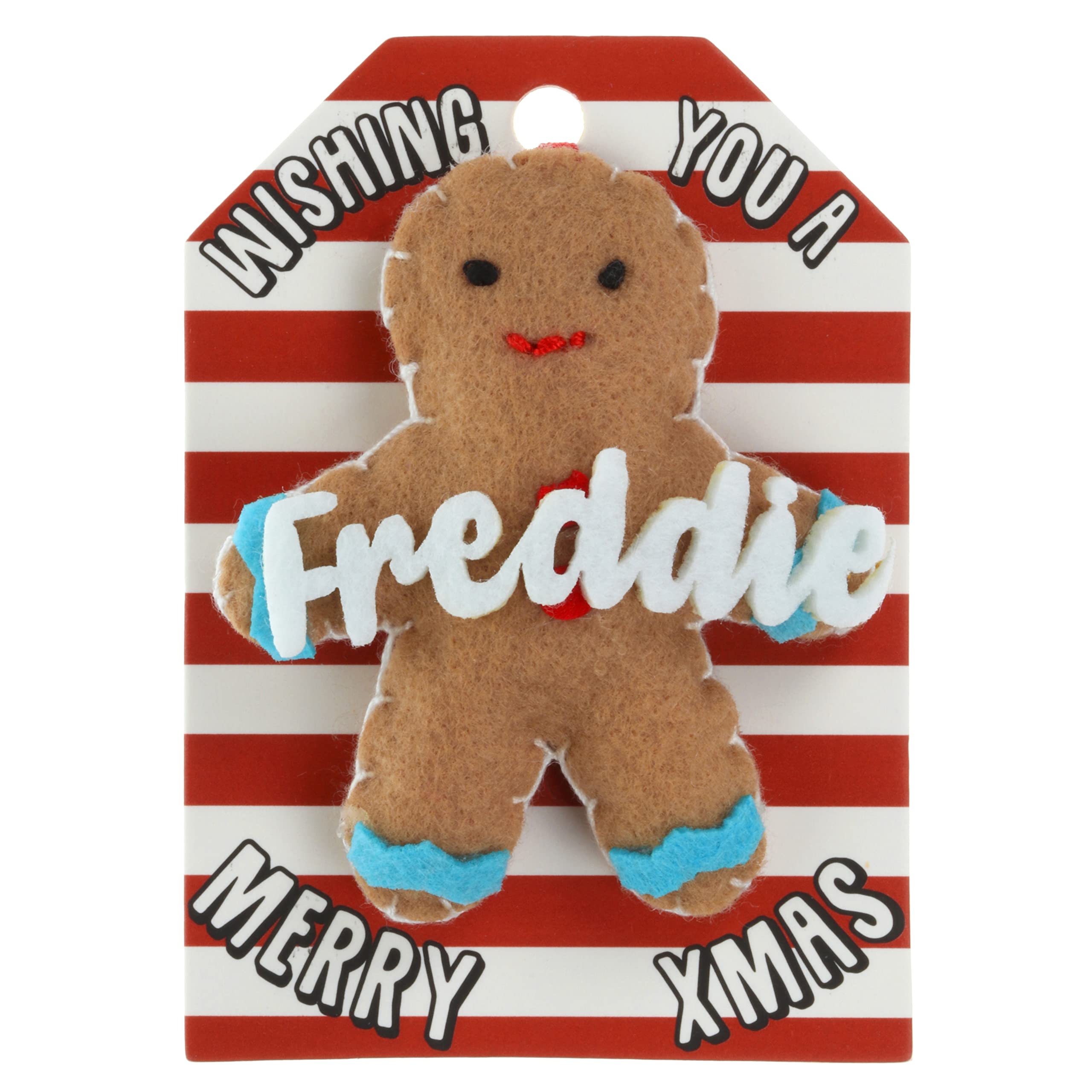 Freddie Name Gingerbread Man Christmas Tree Bauble Decoration Hanging Gift