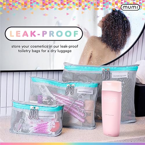Miniatura 3 de MUMI Juego de bolsas de aseo de viaje de 3 piezas  Bolsa de viaje para artículos de tocador aprobada por la TSA para mujeres  Bolsa de aseo