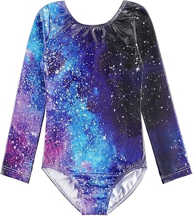 HOZIY Long Sleeve Leotards for Girls Gymnastics Kids Toddler Tumbling Outfits Floral Unicorn Galaxy Rainbow Stripe Pattern