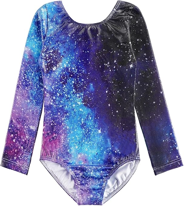 HOZIY Long Sleeve Leotards for Girls Gymnastics Kids Toddler Tumbling Outfits Floral Unicorn Galaxy Rainbow Stripe Pattern