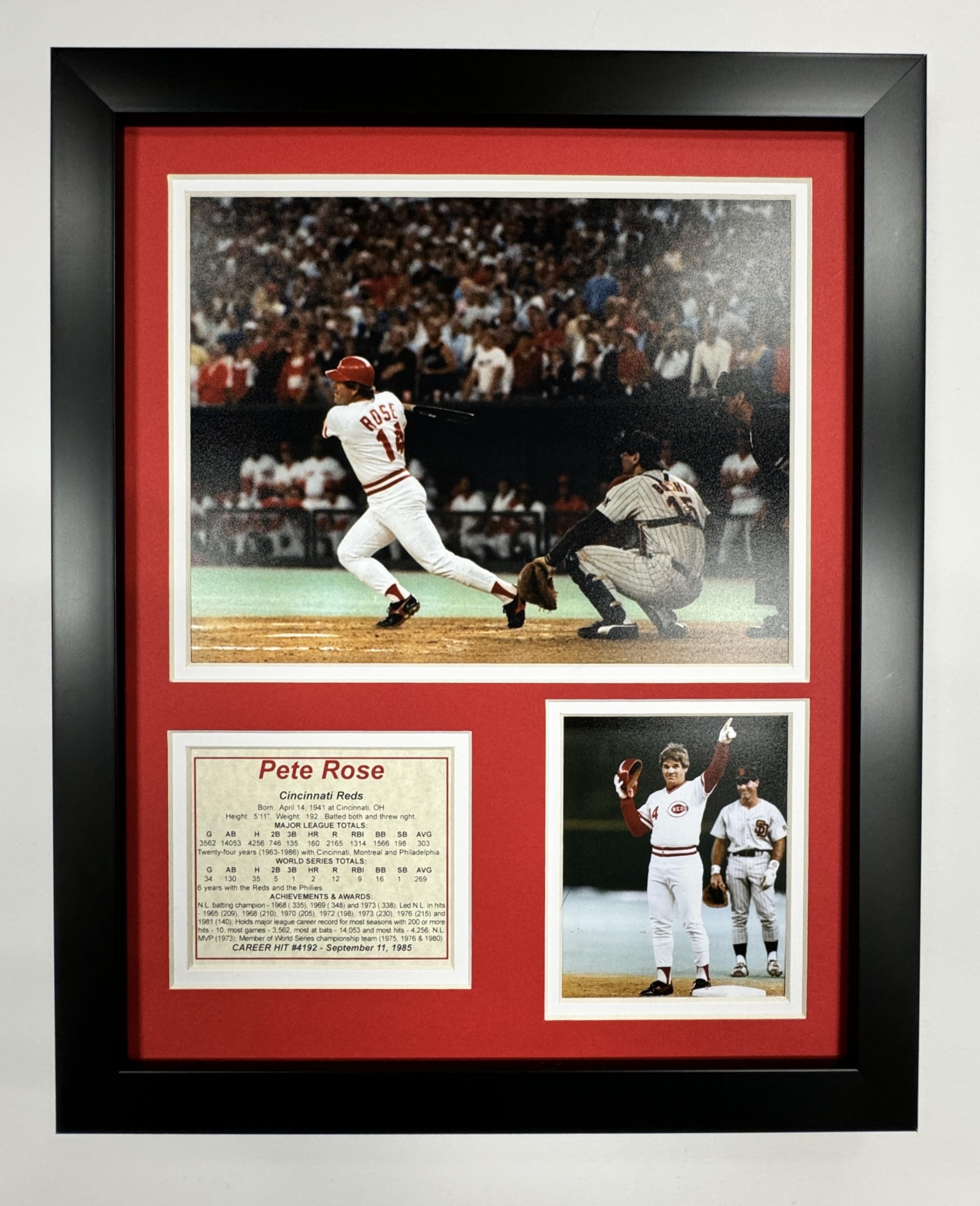 Legends Never Die "Pete Rose Hit #4192" Framed Photo Collage, 11 x 14-Inch (11331U)