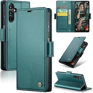 جراب موبايل من جلد البولي يوريثين الفاخر متوافق مع سامسونج جالاكسي A15 غطاء قلاب بفتحة للبطاقات A15 أخضر