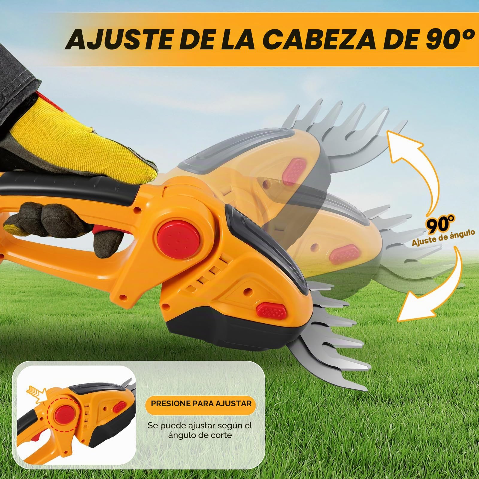 Cortasetos eléctrico 2 en 1 con barra telescópica extensible (2,5 m), 2 cuchillas profesionales, doble batería de 1500 mAh y cargador – Ideal para poda de arbustos, jardines y parterres