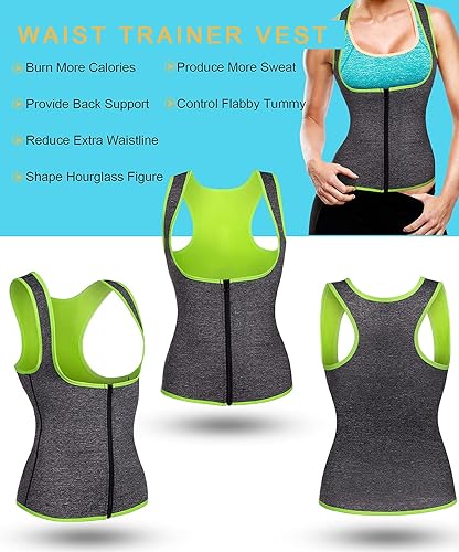 Miniatura 2 de GAODI Chaleco de entrenamiento de cintura para mujer, corsé delgado, camiseta sin mangas de neopreno para sauna, con cremallera, pérdida de peso,
