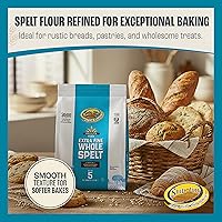 Vista 3 de Shibolim Harina de espelta entera extrafina, 80 onzas (bolsa de 5 libras) Harina triple tamizada 100% grano entero Certificado Kosher