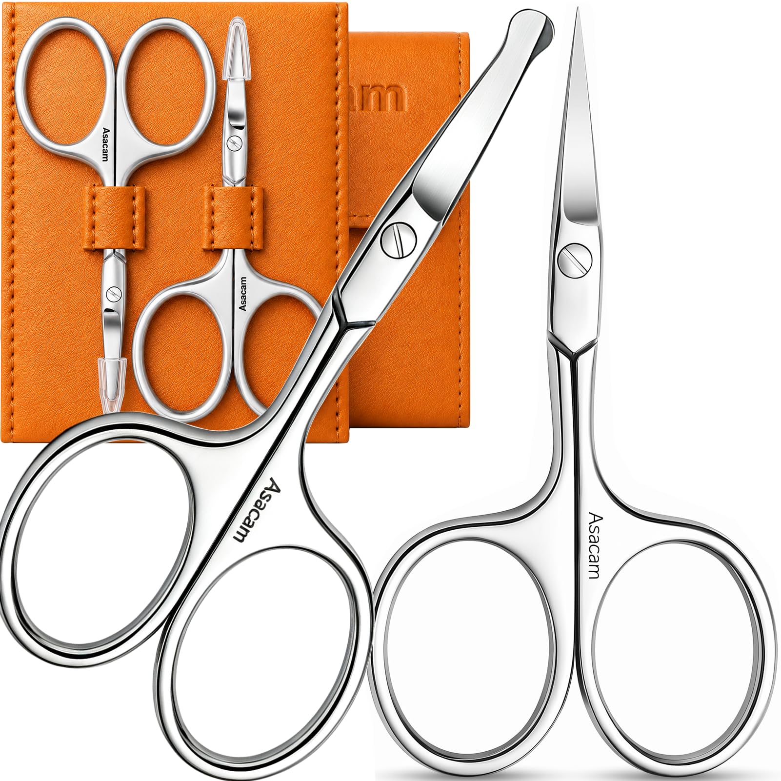 Pro Nose Hair & Eyebrow Scissors Cuticle Tool For Men Women Small Scissors | Luxury Pouch, Premium Stainless Steel, Curved and Rounded Safety Tip, Razor-Sharp - ZERO Pulling Hair