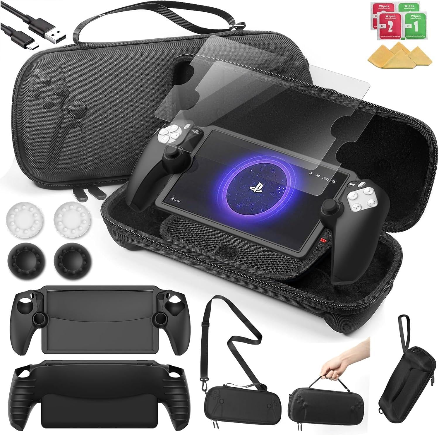 14 in 1 Carrying Case for PS5 Portal Travel kits Accessoris Set Compatible with Playstation Portal Crossbody bag