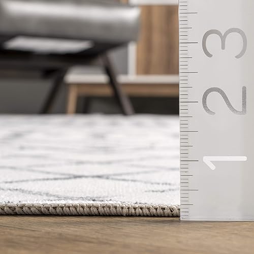 Miniatura 2 de nuLOOM Alfombra marroquí Blythe Accent, lavable a máquina, 183 cm, redonda, gris