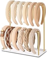 pickpiff Gold Metal 2-Tier Headband Holder with Tray - Jewelry Organizer for Hair Accessories, Necklaces, Earrings, Girls & Women