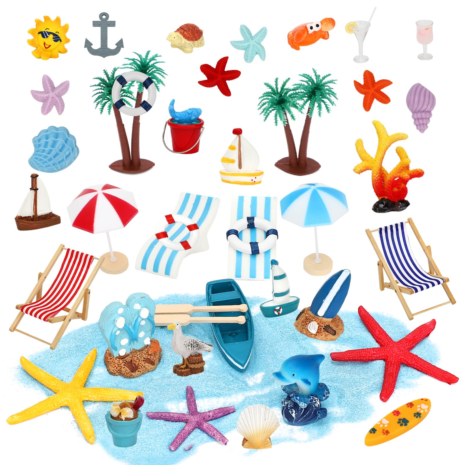 ONEST 45 Pieces Doll House Beach Supplies Mini Beach Accessories Dollhouse Toy Home Miniature Model DIY Doll Accessories