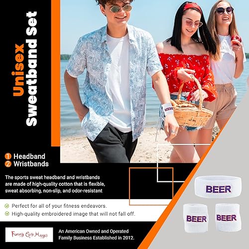 Miniatura 2 de Funny Guy Mugs Conjunto de bandas para el sudor unisex (3 unidades 1 diadema y 2 muñequeras)