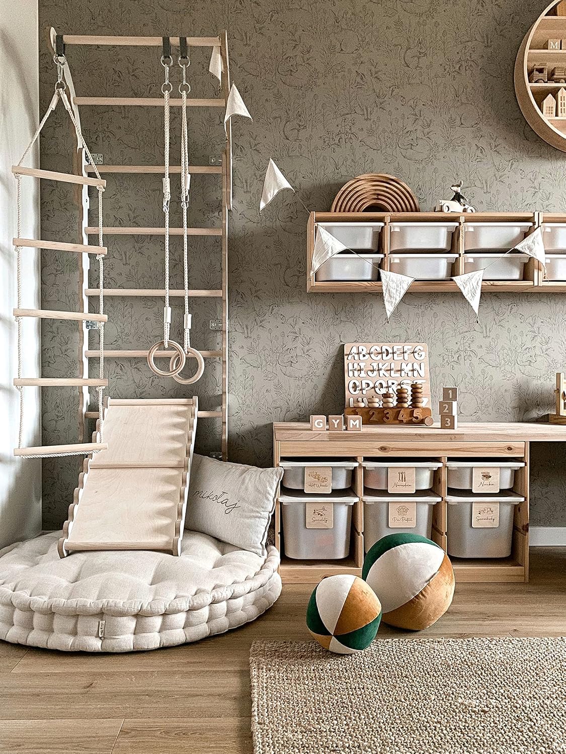 MAMOI® Armazón de escalada para interiores, pared de peldaños para habitación infantil, anillos de gimnasia para niños, para escalada, pared de escalada y equipos de juego, aparatos de gimnasia con
