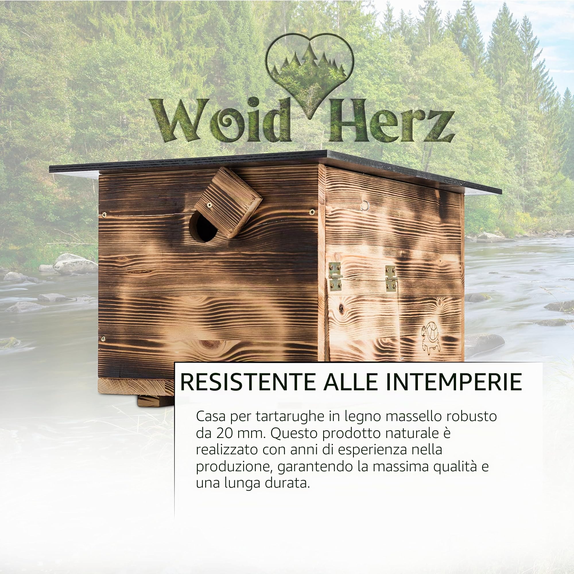 (SH1) Casetta per tartarughe in legno massiccio di 20 mm di spessore, resistente alle intemperie, con fondo e porta con ventilazione regolabile, per tartaruga