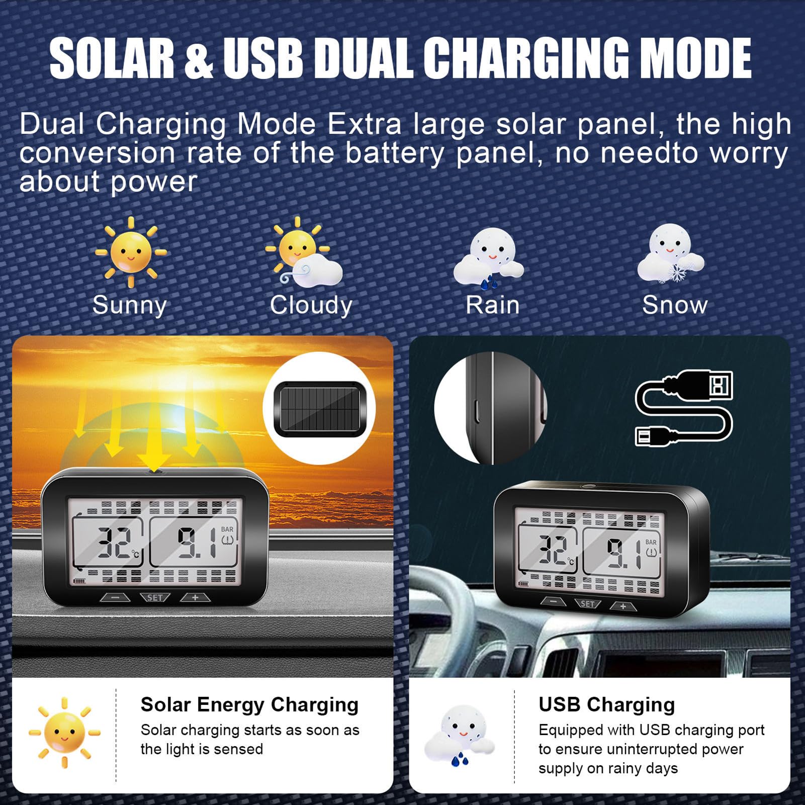 Sistema De Monitoreo De Presión De Neumáticos, TPMS Compatible Con Carga USB Y Solar, IPX7 A Prueba De Agua, Para Vehículos Recreativos Remolques Camiones Y Autocaravanas De 4 A 38 Ruedas(Size:6 wheel