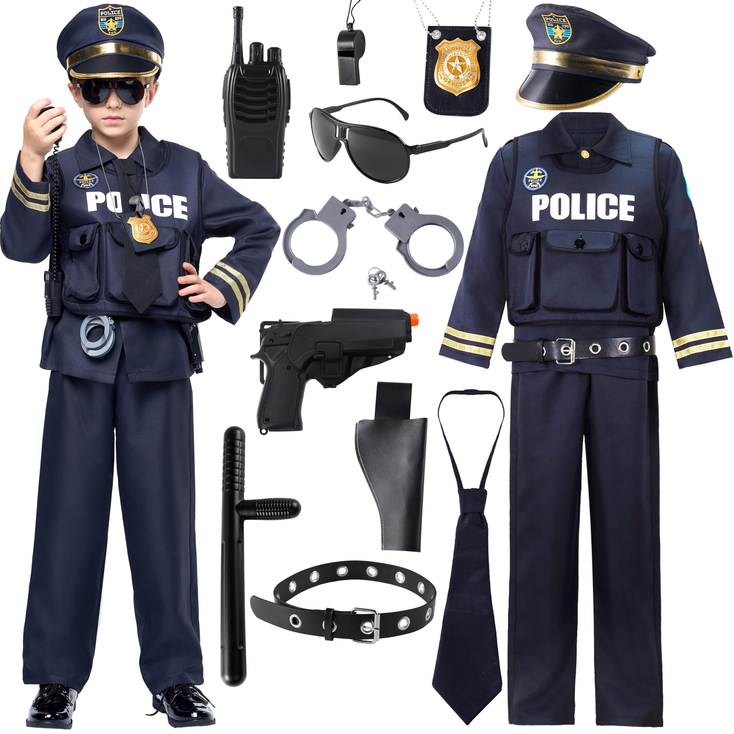 Spooktacular Creations Police Costume for Kids (Boys) in Dark Premium Style for Police Themed Events, Parties, and More