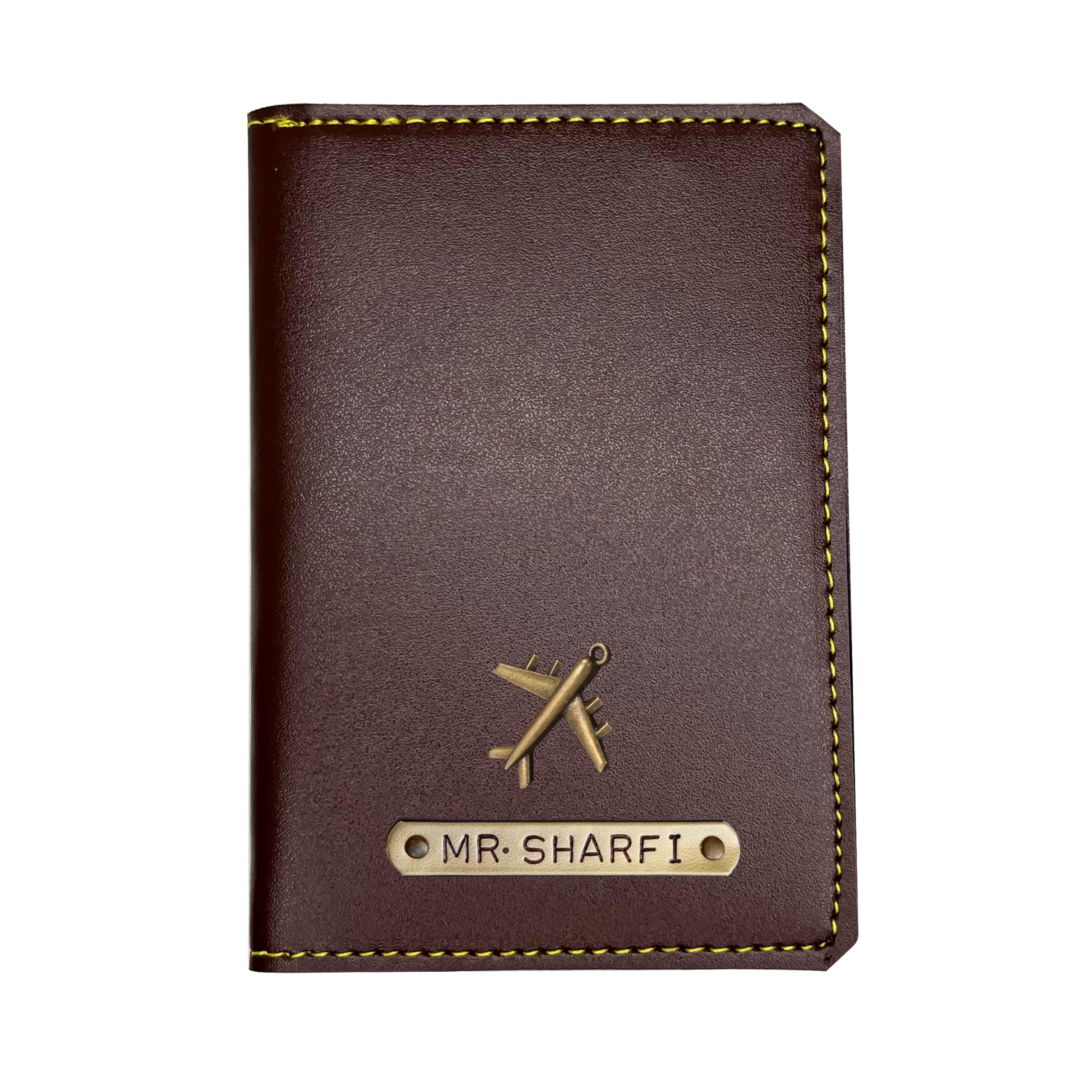 Personalised Faux Leather Passport Cover Holder | Customized with Name & Charm Leather Passport Cover Holder for Men & Women | Gift for Love, Husband, Mother, Father, Sister, Brother, Wife (Brown)-image-7