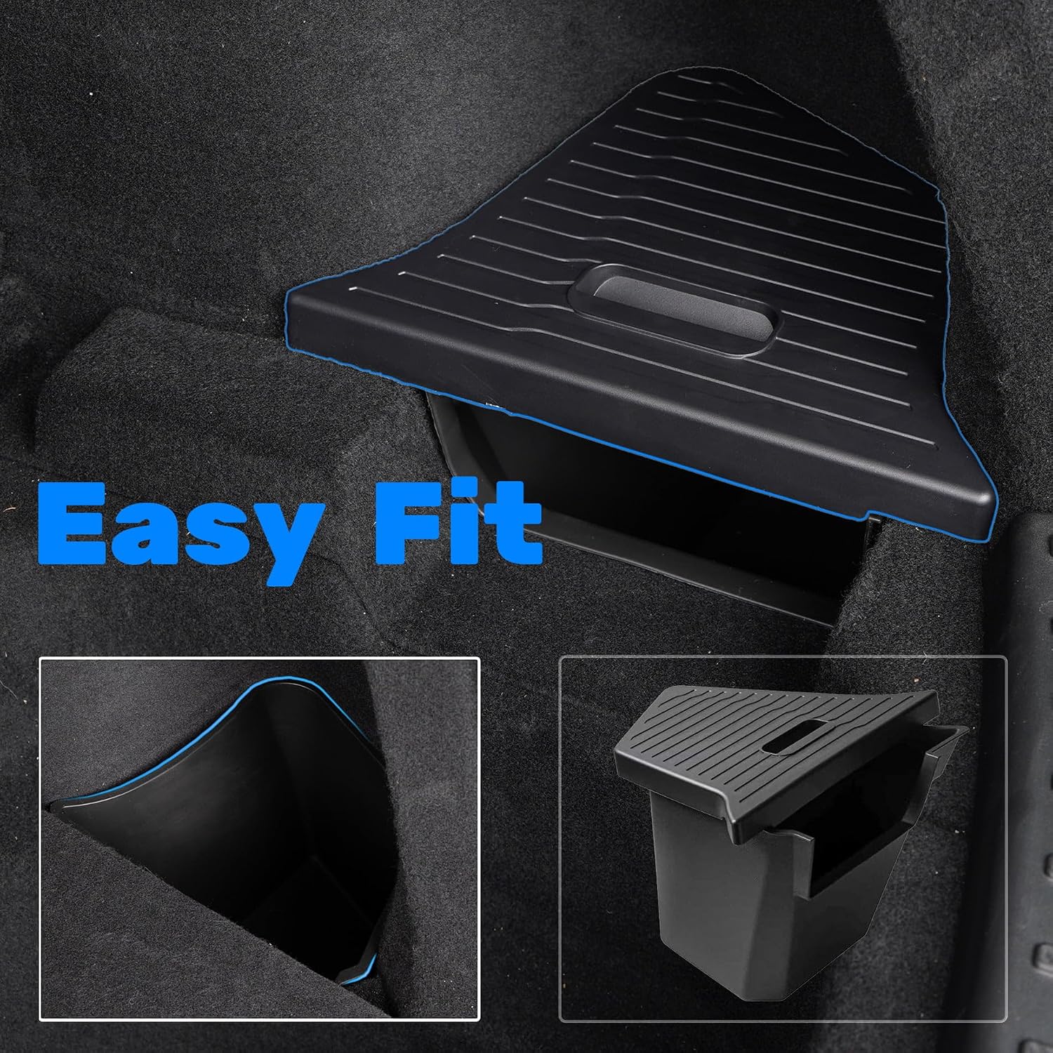2026 2025 Tesla Model Y Juniper Trunk Storage Bins with Lids [Easy Maintenance, Maximize Space] Custom Fit TPE Waterproof Rear Trunk Side Organizer Boxes for Model Y Juniper Accessories