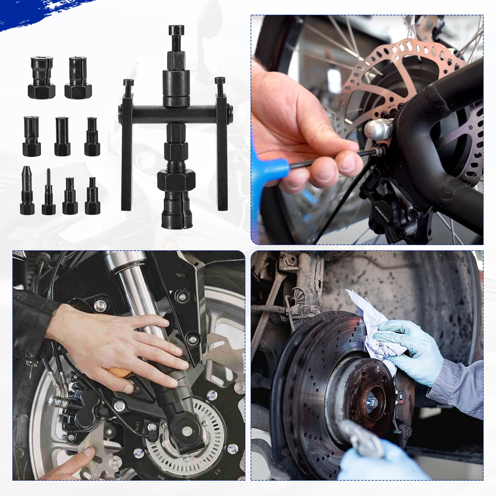 CarBole Zestaw ściągaczy do łożysk wewnętrznych do motocykla, 10 sztuk, 8–25 mm, zestaw ściągaczy do łożysk wewnętrznych, wkładka pilota młotka ślizgowego, wyciągacz otworów ślepych, uniwersalny do
