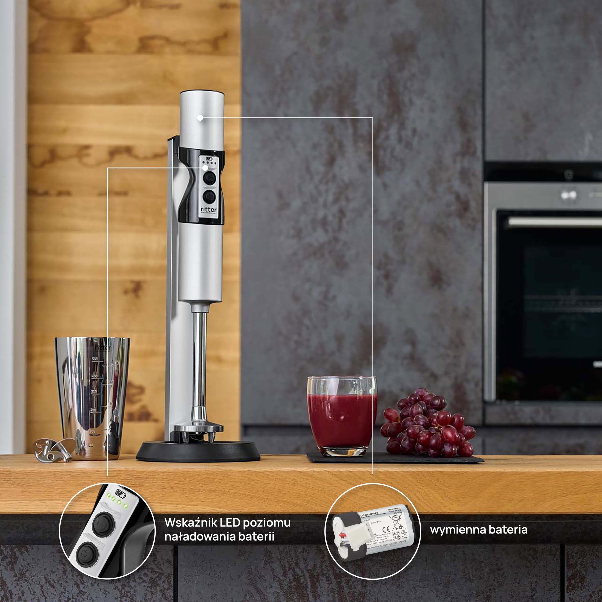 ritter stilo 7 Plus Bezprzewodowy Blender, Akumulator, Metalowy