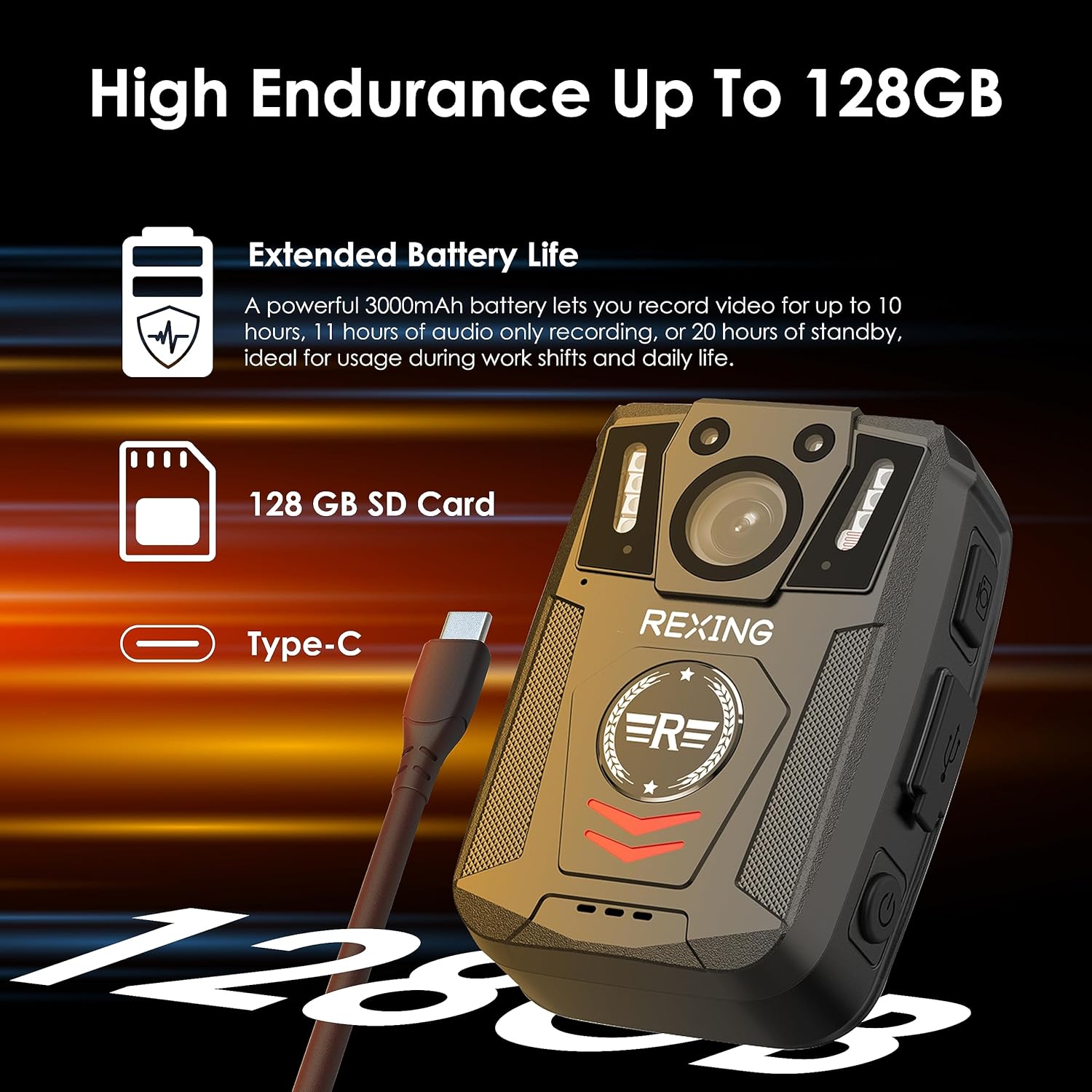 P2 FHD Body Camera - 1080P FHD Body Cam with Infrared Night Vision, Lightweight Wearable Camera, Video Surveillance, 8X Digital Zoom, 170 Degree Lens