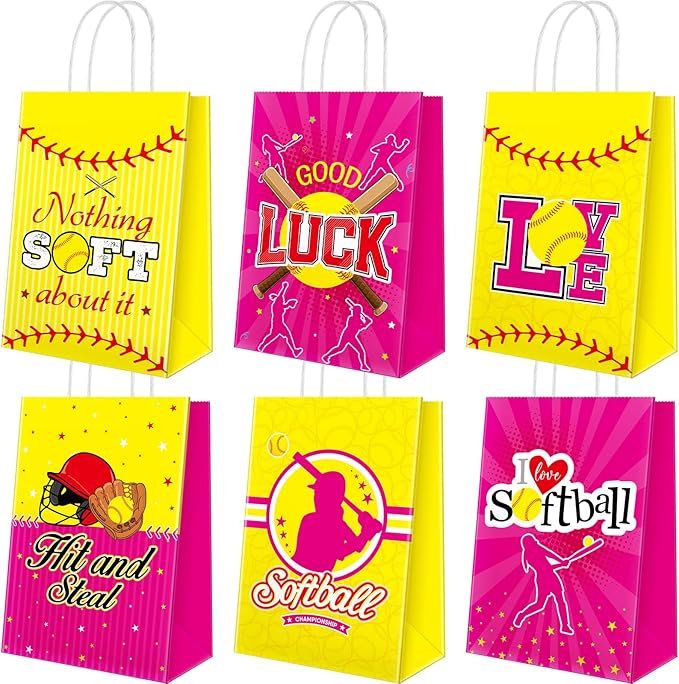 24 Pcs Softball Party Bags Gift Treat Bag Softball Goodie