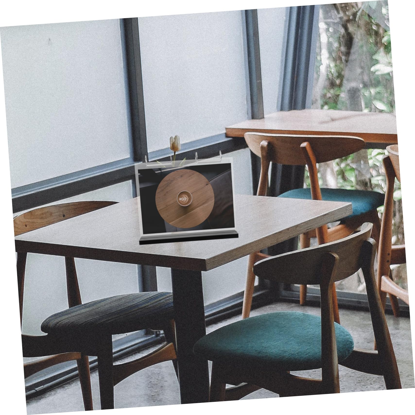Soporte de Menú de Sobremesa 6 Páginas, Acrílico y Madera | Aleación Estructura, Cambio Cómodo de Contenido, Fácil Limpieza, para Cafeterías y Teterías