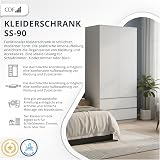 CDF Armadio Camera da Letto 2 Ante 2 Cassetti 90 cm Bianco - 4