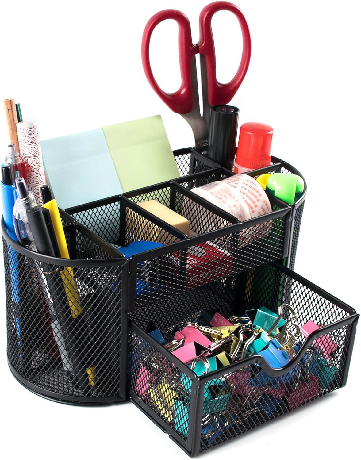 Toprema Black Desk Tidy Desktop Organiser Caddy Metal Wire