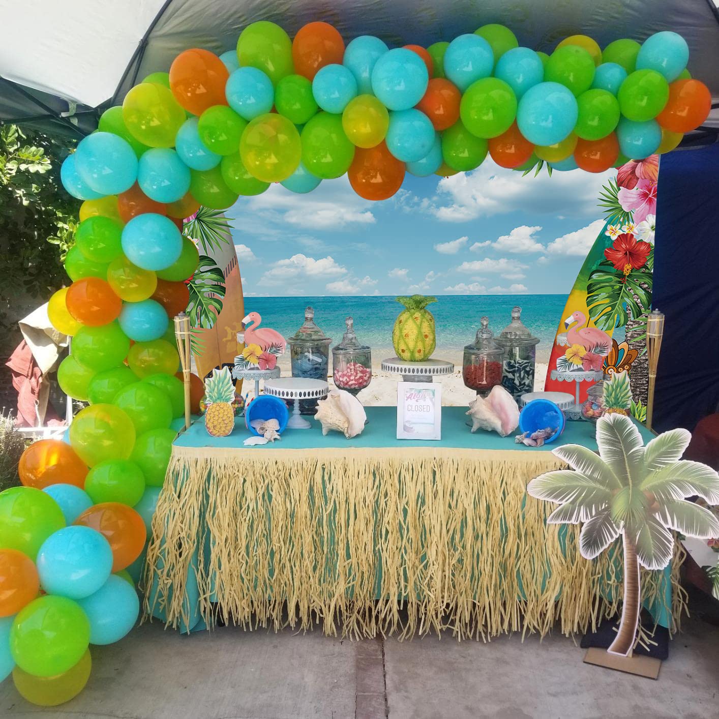 Fond D'Aloha Hawaïen -72 X 43inch, Toile De Fond De Plage Tropicale D'Été Bannière De Fête Aloha Hawaïenne Tropicale For Summer Tropical Luau Hawaiian Party Decoration Supplies