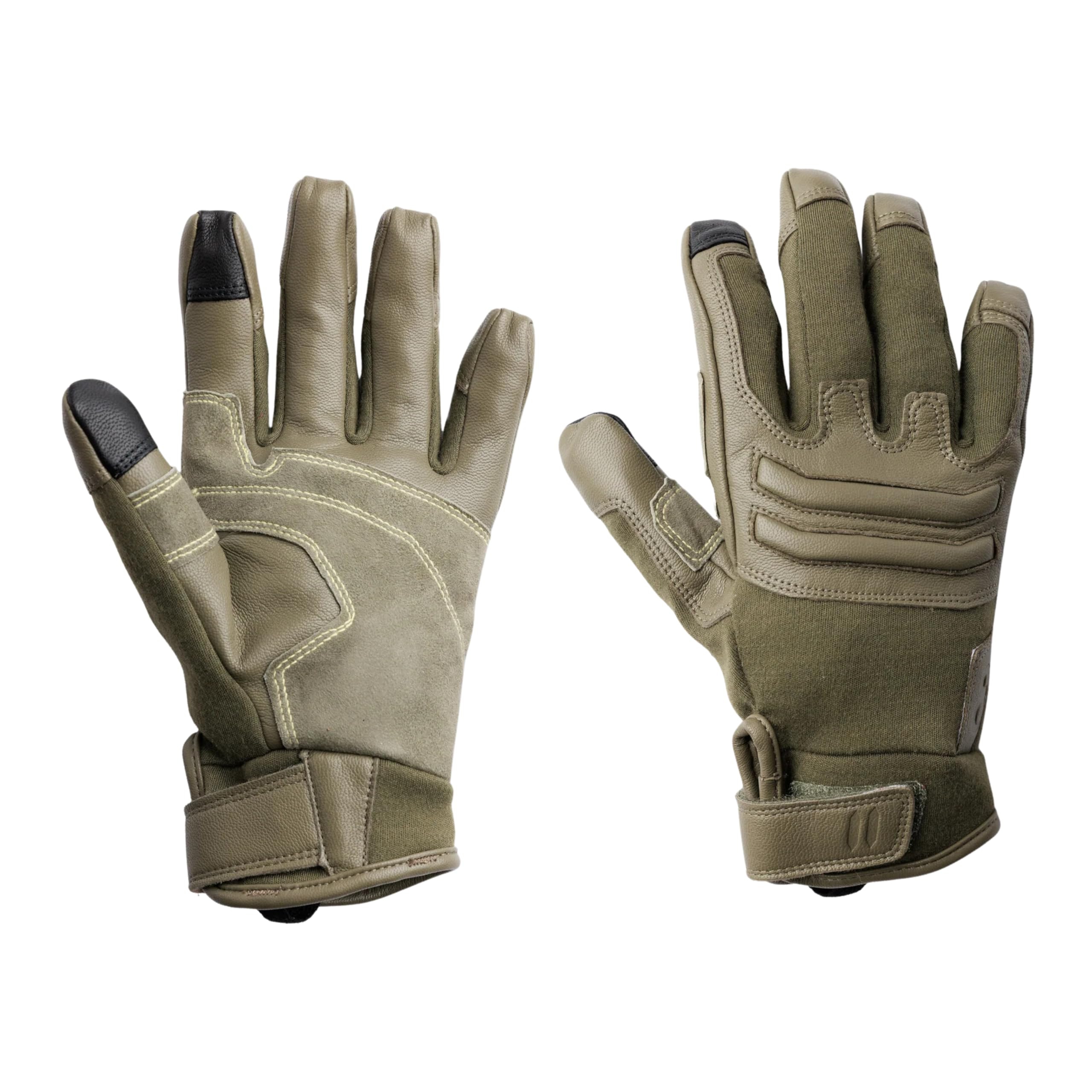 Outdoor Research Ironsight II FR rękawice taktyczne, zmniejszające palność, Nomex & Kevlar, skórzana powierzchnia dłoni, palce do ekranu dotykowego, Ranger Green, XL