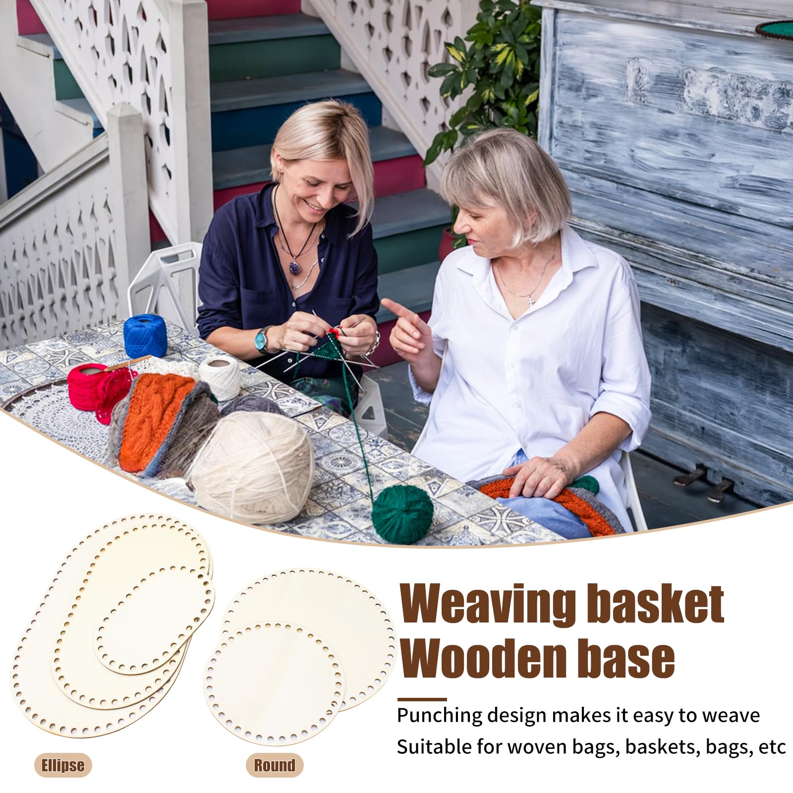 6 Basi In Legno Per Uncinetto - Fondo Cestino 10cm Per Lavori Di Maglia E Decorazione - Foto 9