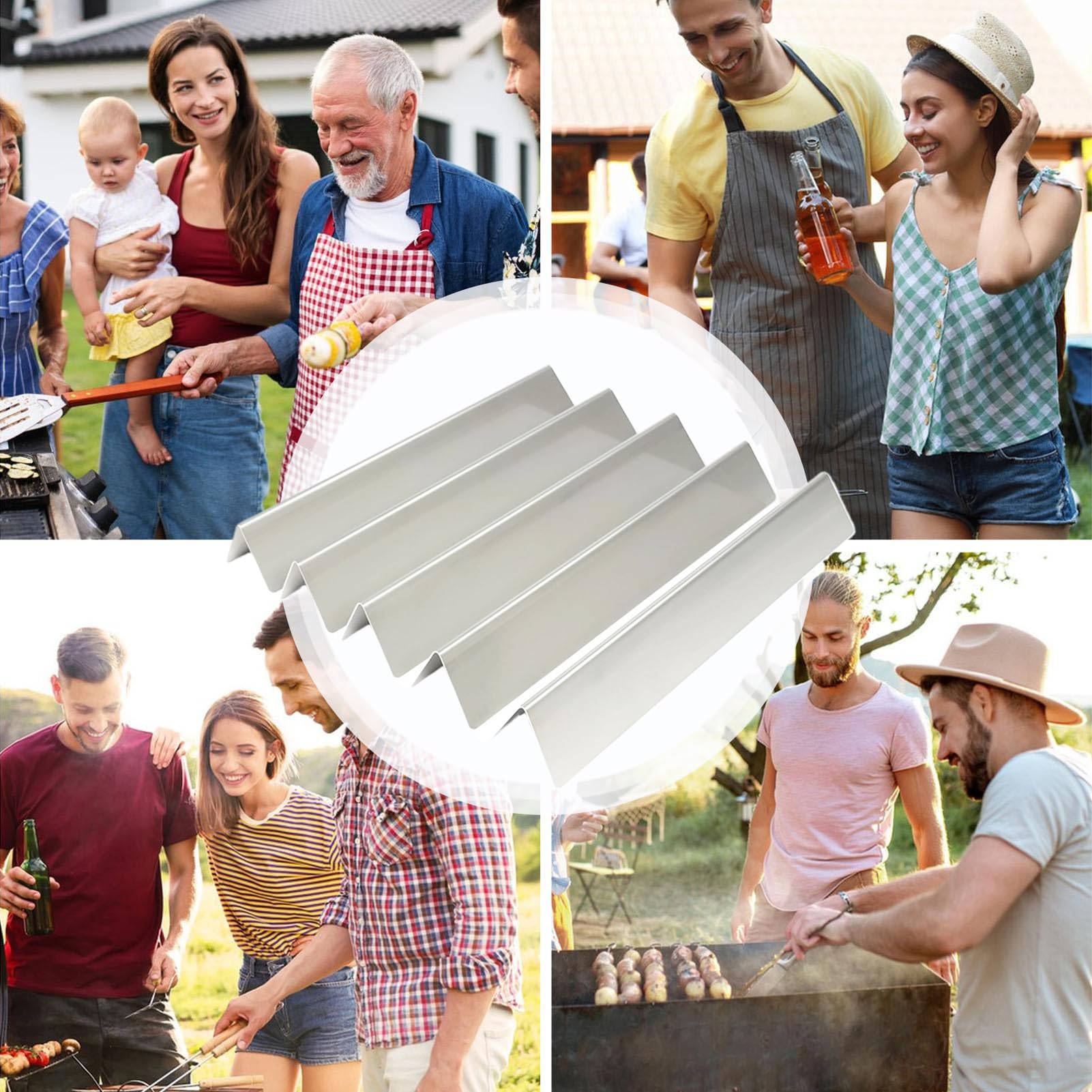 Placas Caloríficas Parrilla 5 Piezas Placas Distribuidoras de Llama | Accesorios Parrilla Acero Inoxidable Barbacoa Diario Reuniones Exteriores Camping Cocina