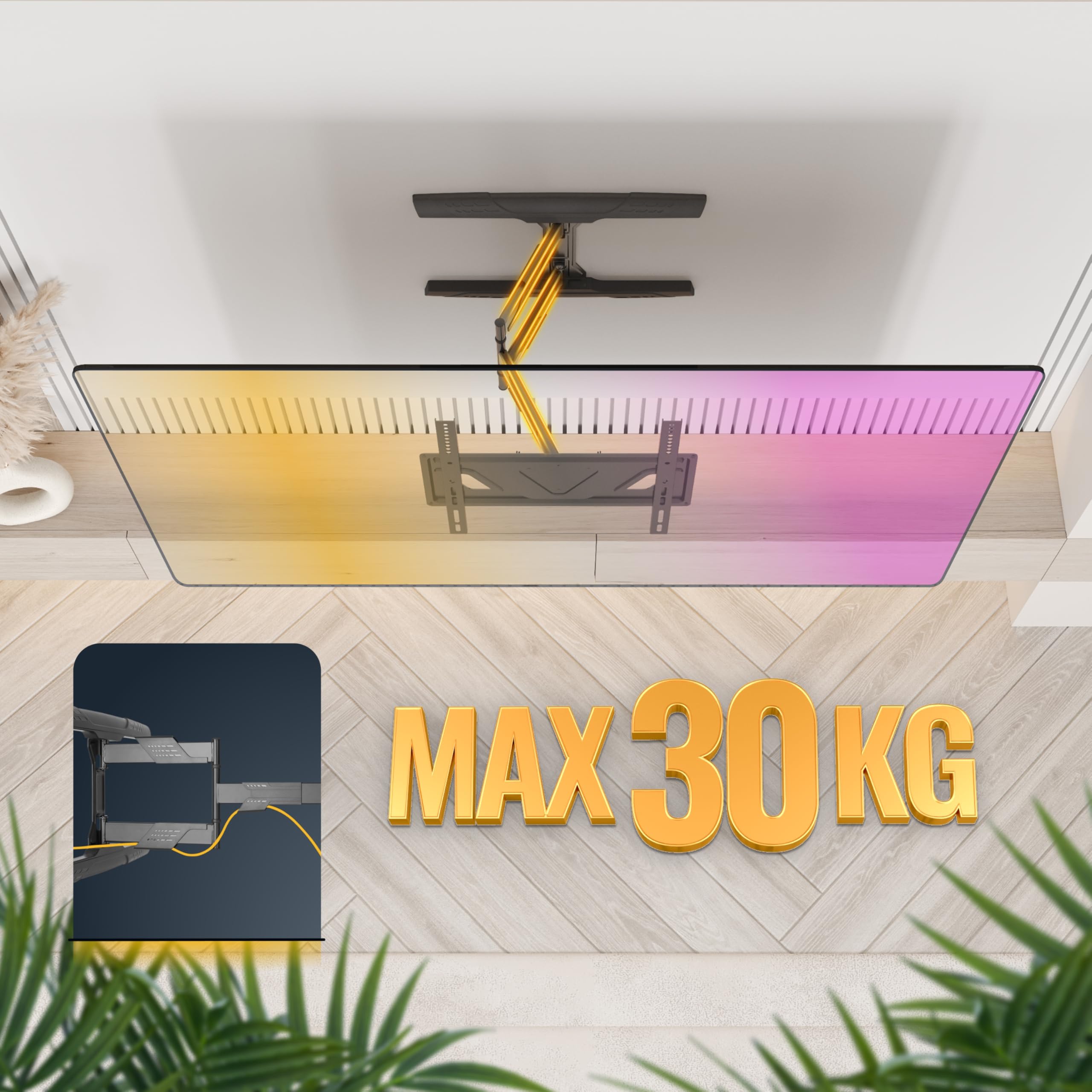 TV Wandhalterung für 40 Zoll bis 85 Zoll Fernseher max 60 Kg mit Schwenk- und Neigefunktion S4764