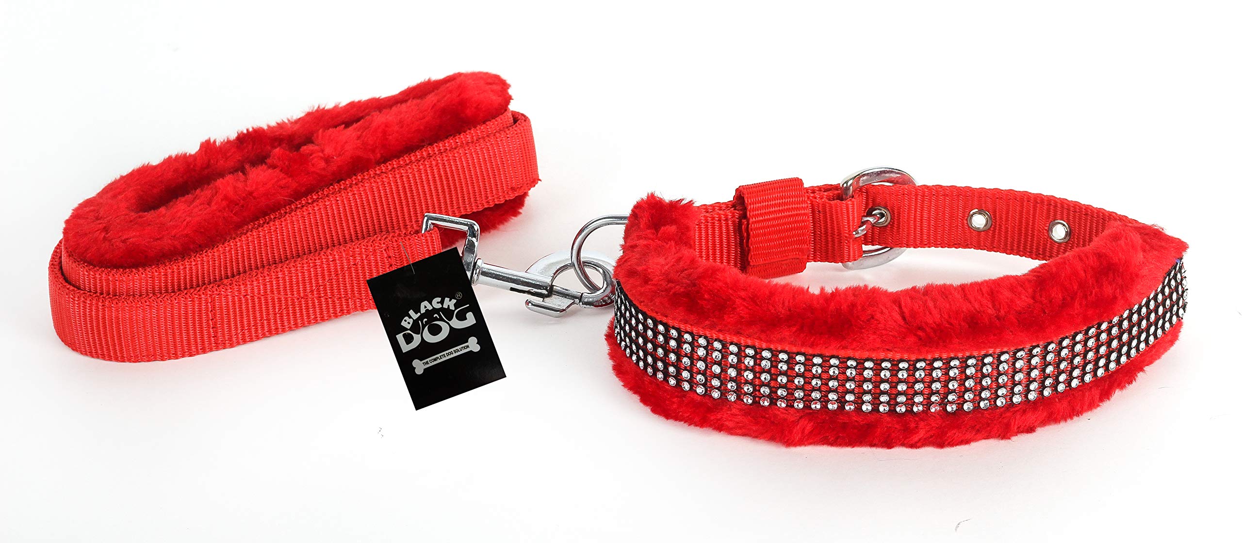 BLACK DOG Collar and Leash for Dogs with Fur Diamond Nylon Set for Adult Dogs, Minimum & Maximum Neck Round Size -16 inch - 22 inch (1 inch Medium) (B089MF86JH) Amazon Price History, Amazon Price Tracker