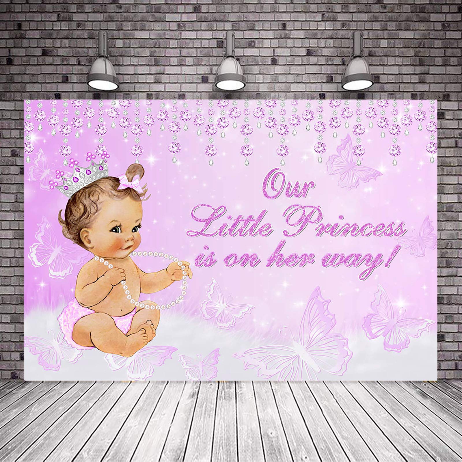 Aazon.co : Avezano Butterfly Baby Shower Backdrop Purple Flowers Gold