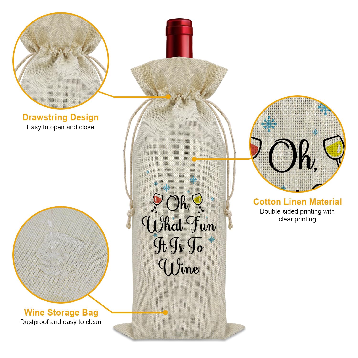 Wine Lovers Gift Christmas Wine Bag Christmas Wine Bottle Gift Bags Christmas Party Gifts for Adults Friendship Gifts Christmas Wine Bags for Xmas Holiday Party Favors Table Decorations Office Decor - Image 3