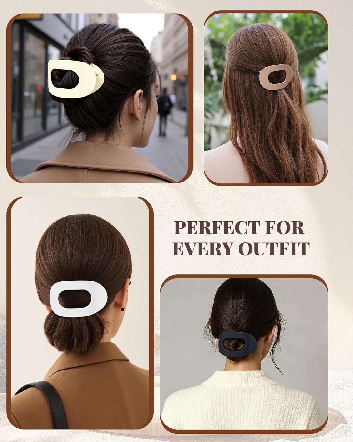 6 PCS Flat Hair Clips for Women - French Medium Flat Claw Clips for Thick Thin Hair, Strong Grip Non Slip Hair Claw Clips for Women Girls - Image 6