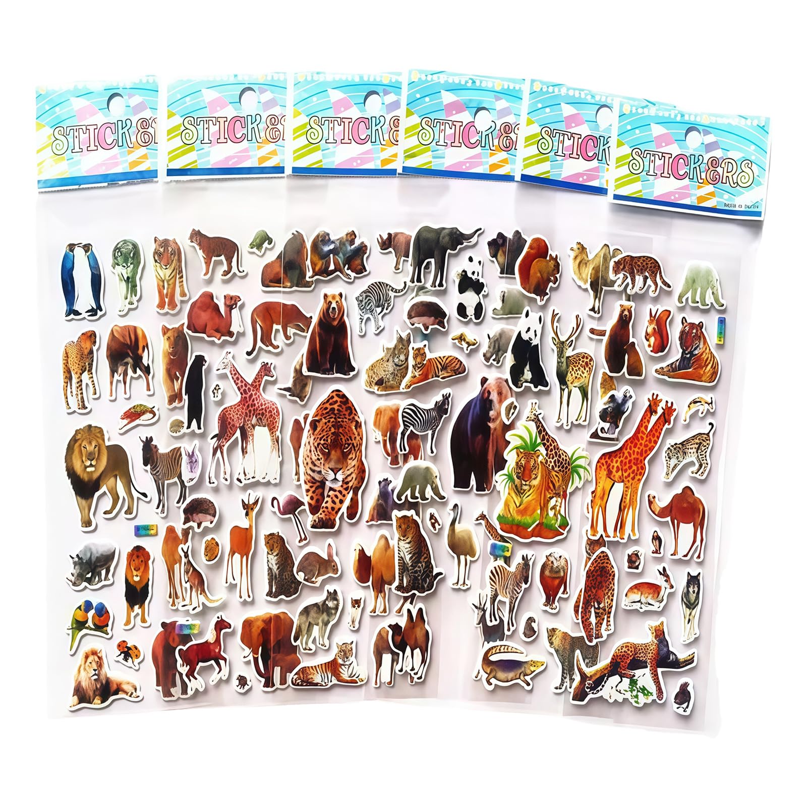 10Sheets Cartoon Kid Sticker Textured Animal PVC Sticker for Water Bottle Notebook Planner Scrapbooking Embellishment Party