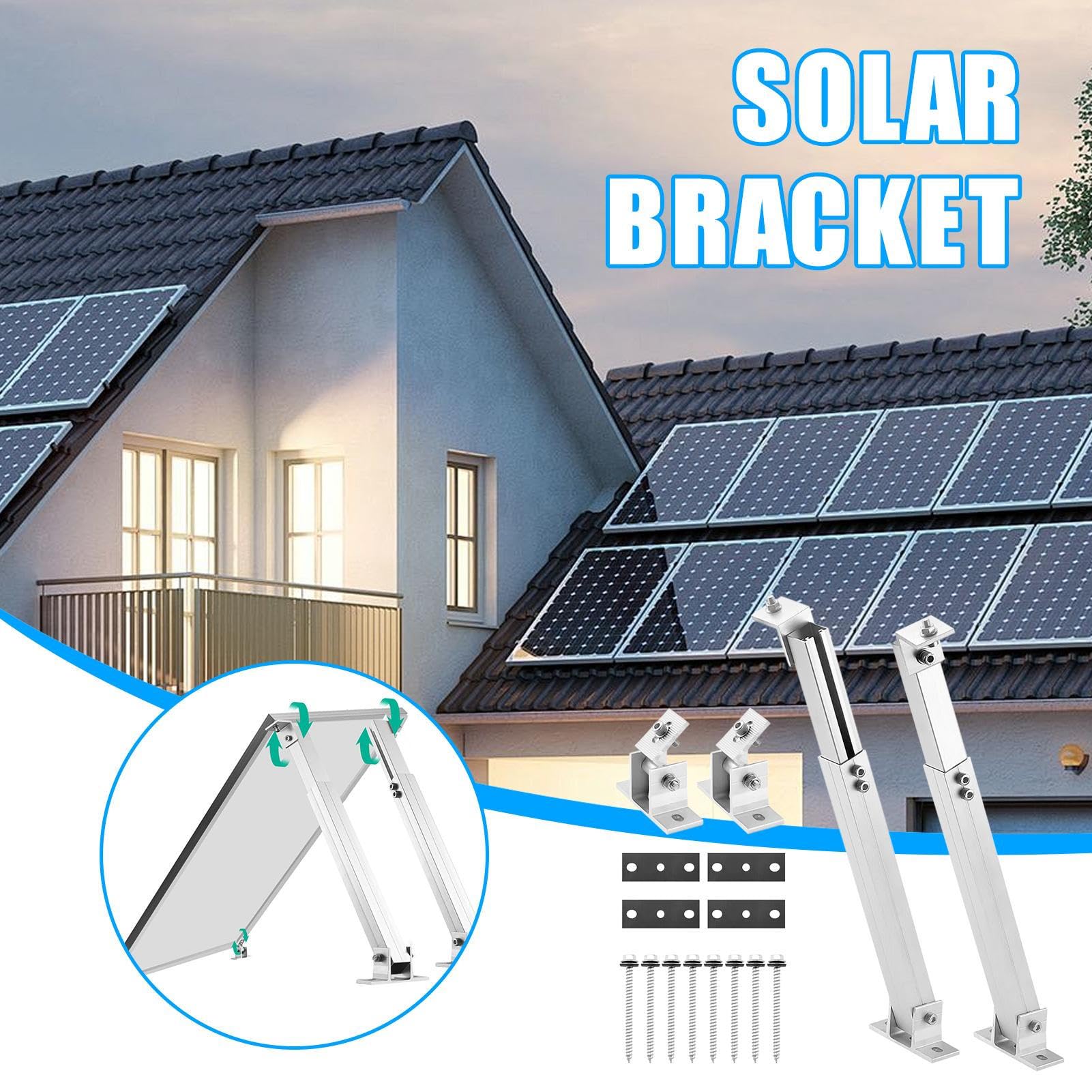 Soporte de Montaje inclinable – Soporte de Panel Solar de Aluminio | Ajustable, soport para de energía | Marco de instalación en Tierra, Estructura de Montaje en Techo para vehículos recreativo