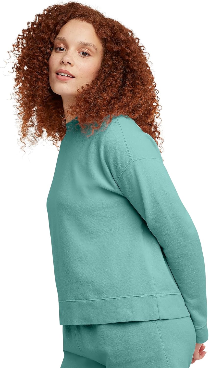 Hanes Originals Women's Fleece Sweatshirt, Midweight Sweatshirt for Women, Placed Flowers - Image 3